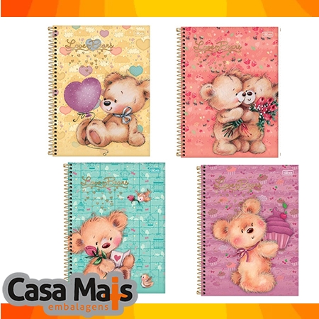 CADERNO UNIVERSITARIO 1MAT.  LOVE BEARS TILIBRA