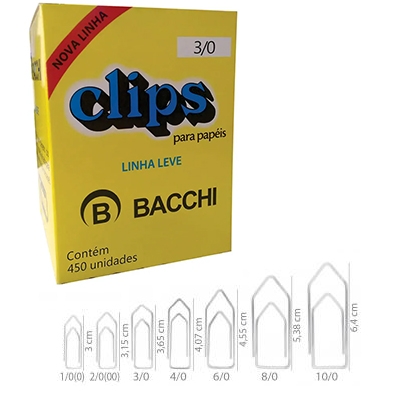 CLIPS GALVANIZADO 3/0 COM 450UN BACCHI