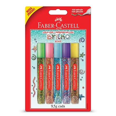 COLA GLITER 05 CORES FABER CASTELL