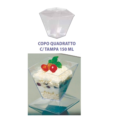 COPO QUADRATTO 150ML COM TAMPA COM 10UN PRAFESTA