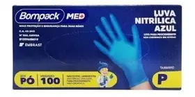 LUVA NITRILICA P AZUL 100 UN BOMPACK