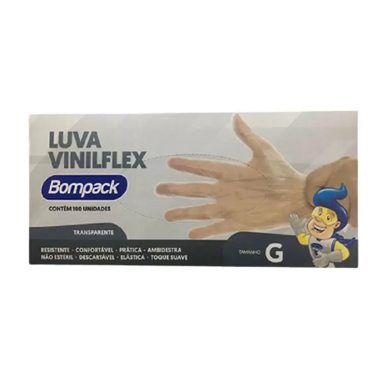 LUVA VINIFLEX TRANSPARENTE G 100UN BOMPACK