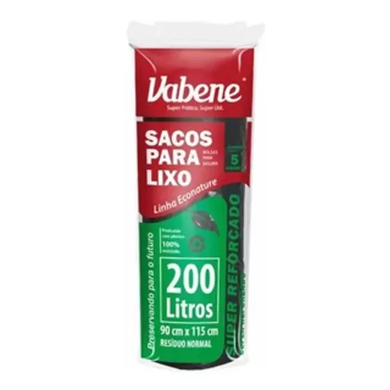 SACO LIXO RL PTO 200L 5UN VABENE