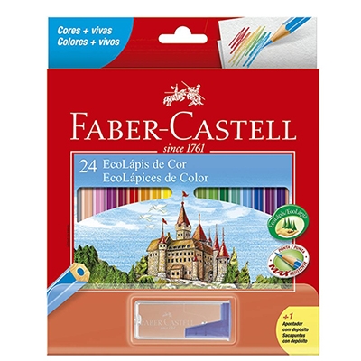 LÁPIS DE COR 24 CORES + 01 APONTADOR FABER CASTELL