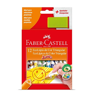 LÁPIS DE COR JUMBO 12 CORES + 01 APONTADOR FABER CASTELL