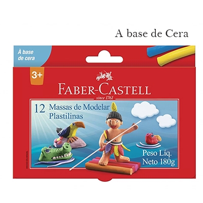 MASSA DE MODELAR COM CERA 12 CORES FABER CASTELL