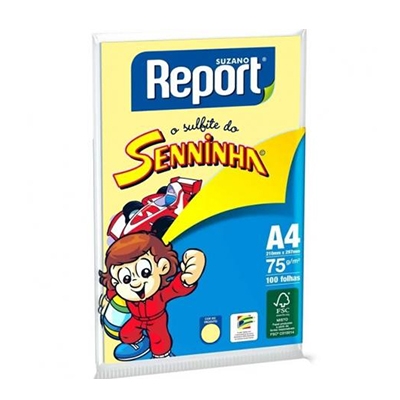 PAPEL A4 75g/m² SENNINHA AMARELO 100FLS REPORT