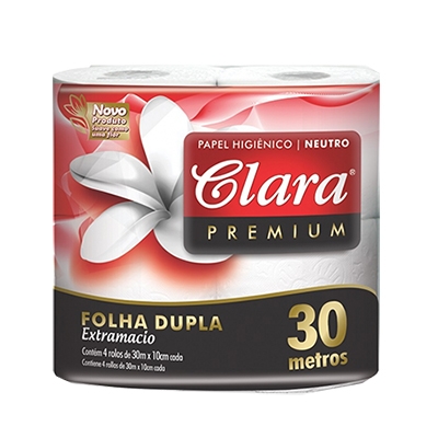 PAPEL HIGIÊNICO 30M FOLHA DUPLA 04 ROLOS CLARA