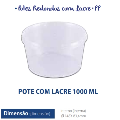 POTE PP COM LACRE 1000ML COM 10 UN PRAFESTA