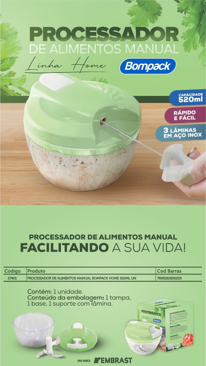 PROCESSADOR DE ALIMENTOS MANUAL BOMPACK