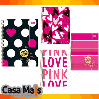 CADERNO UNIVERSITARIO 1MAT.  LOVE PINK TILIBRA