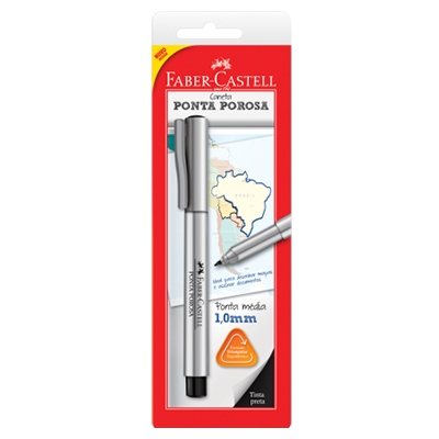 CANETA PONTA POROSA PRETA PARA MAPA 1MM FABER CASTELL