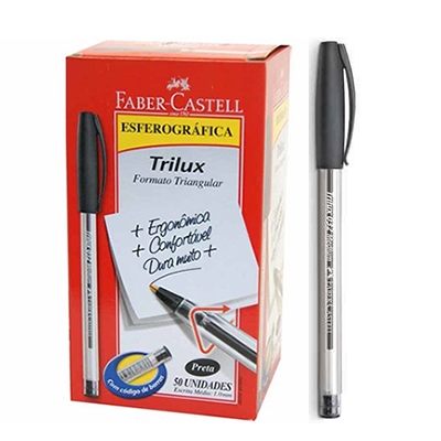 CANETA ESFEROGRÁFICA TRILUX PRETA FABER CASTELL