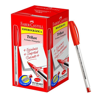 CANETA ESFEROGRÁFICA TRILUX VERMELHA FABER CASTELL