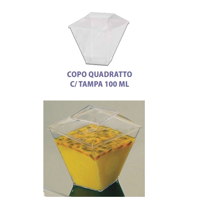 COPO QUADRATTO 100ML COM TAMPA COM 10UN PRAFESTA