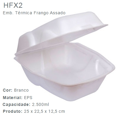 HFX-2 EMBALAGEM TÉRMICA PARA FRANGO COM 100UN FIBRAFORM