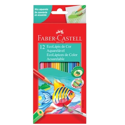 LÁPIS DE COR AQUARELA 12 CORES FABER CASTELL