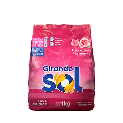 LAVA ROUPA EM PÓ 1KG ROSA GIRANDO SOL