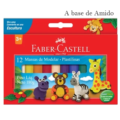 MASSA DE MODELAR COM AMIDO 12 CORES FABER CASTELL