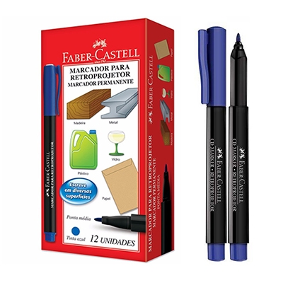 PINCEL RETROPROJETOR AZUL 1MM FABER CASTELL