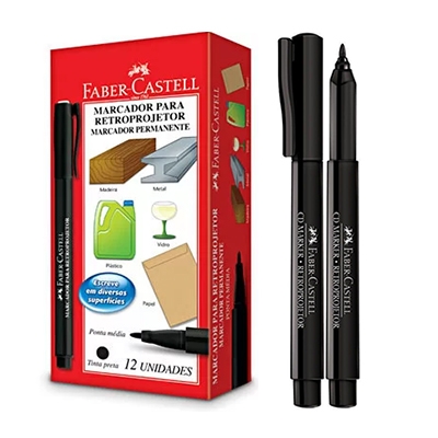 PINCEL RETROPROJETOR PRETO 1MM FABER CASTELL