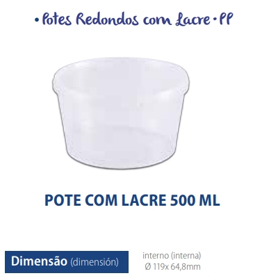 POTE PP COM LACRE 500ML COM 10 UN PRAFESTA