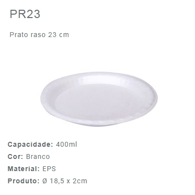 PRATO RASO 23CM EPS TÉRMICO FIBRAFORM