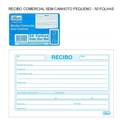 RECIBO COMERCIAL SEM CANHOTO 50FL TILIBRA