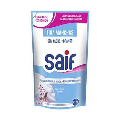 TIRA MANCHAS SEM CLORO + BRANCO SACHÊ 500ML SAIF