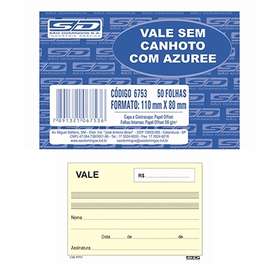 VALE SEM CANHOTO COM AZUREE 50FL SÃO DOMINGOS